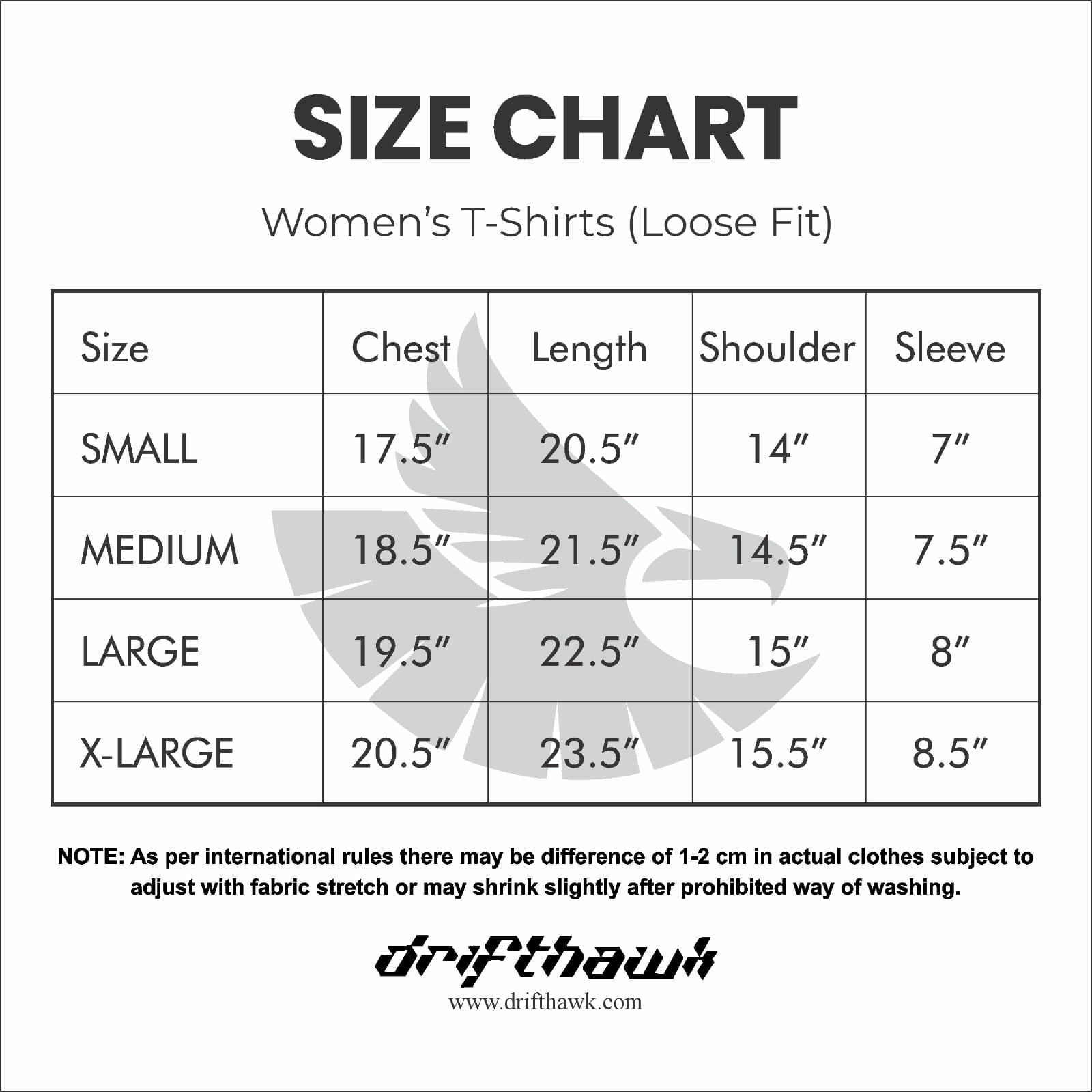 Women's Regular and Baggy Fit T-Shirt by Drift Hawk