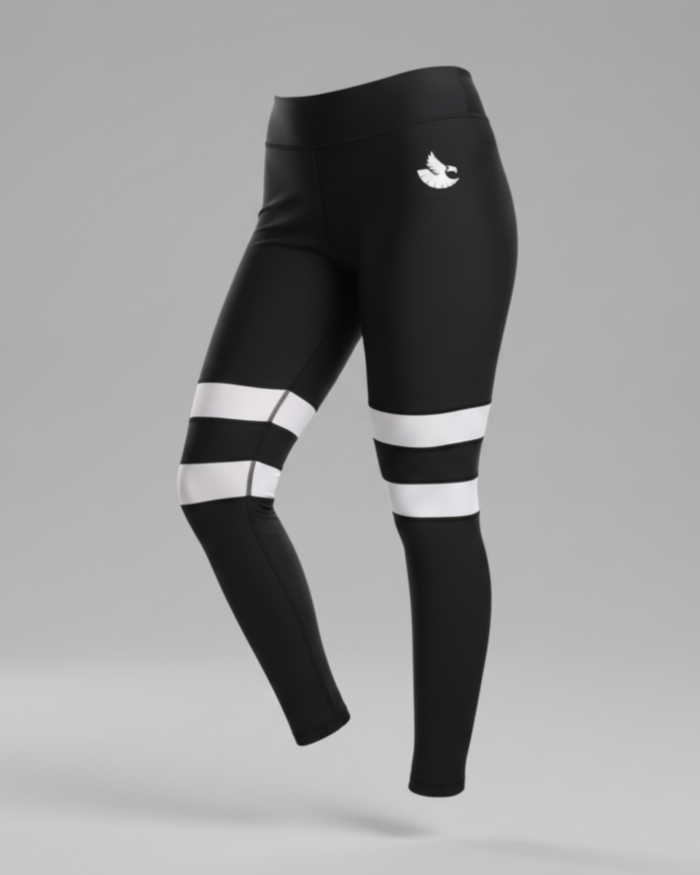 Premium Black Leggings with White Stripes by Drift Hawk