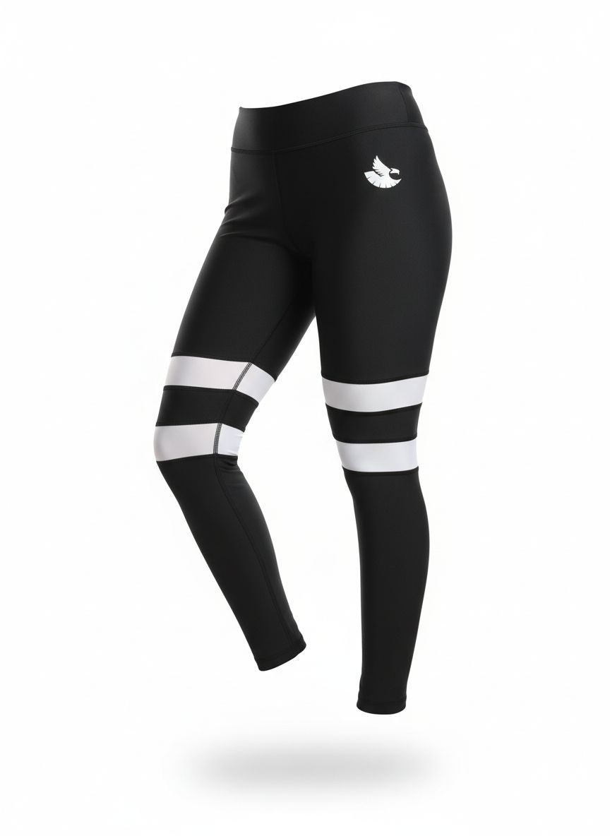 Premium Black Leggings with White Stripes by Drift Hawk